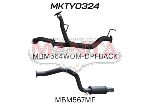 Manta Performance Dual 2.5in into Single 3in DPF Back with Rear Muffler 4in Tip (Landcruiser VDJ200 07+) — fits Toy... (image