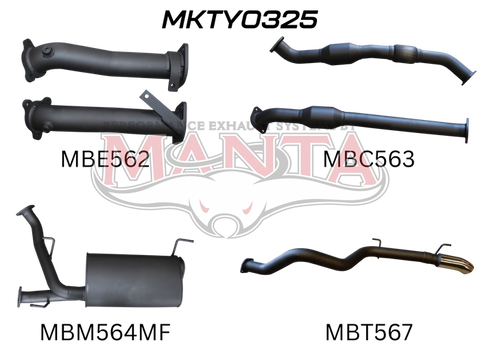 Manta Performance 2.5in with Cat Muffler Center & Rear Tail Pipe incl 4in Dump Tip (Landcruiser VDJ200 07+) — fits...