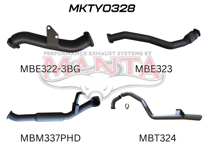 Manta Performance 3in Turbo Back with Hotdog (Landcruiser HZJ105 90-00) — fits Toyota Landcruiser 105 Series