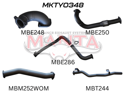Manta Performance 3in Without Muffler to Suit DTS Turbo (Landcruiser HZJ75, 78) — fits Toyota Landcruiser 70 Series...