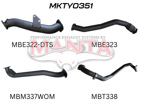 Manta Performance 3in Turbo Back Without Muffler To Suit Dts Turbo Kit (Landcruiser HZJ80) — fits Toyota Landcruise...