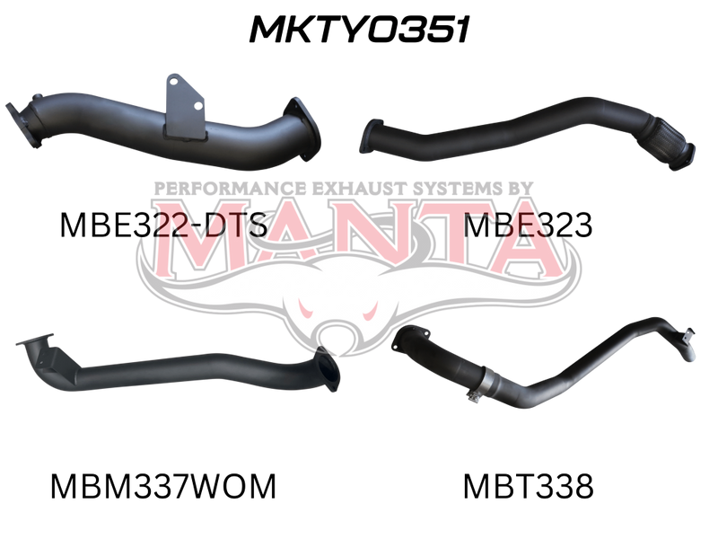 Manta Performance 3in Turbo Back Without Muffler To Suit Dts Turbo Kit (Landcruiser HZJ80) — fits Toyota Landcruise...