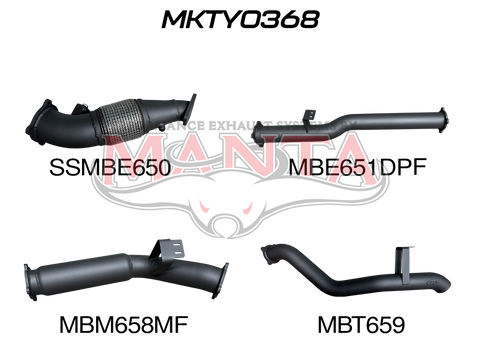 Manta Performance 4in Turbo Back without Cat & with Muffler (Landcruiser VDJ76 4.5L V8 (DPF) Wagon) — fits Toyota L...