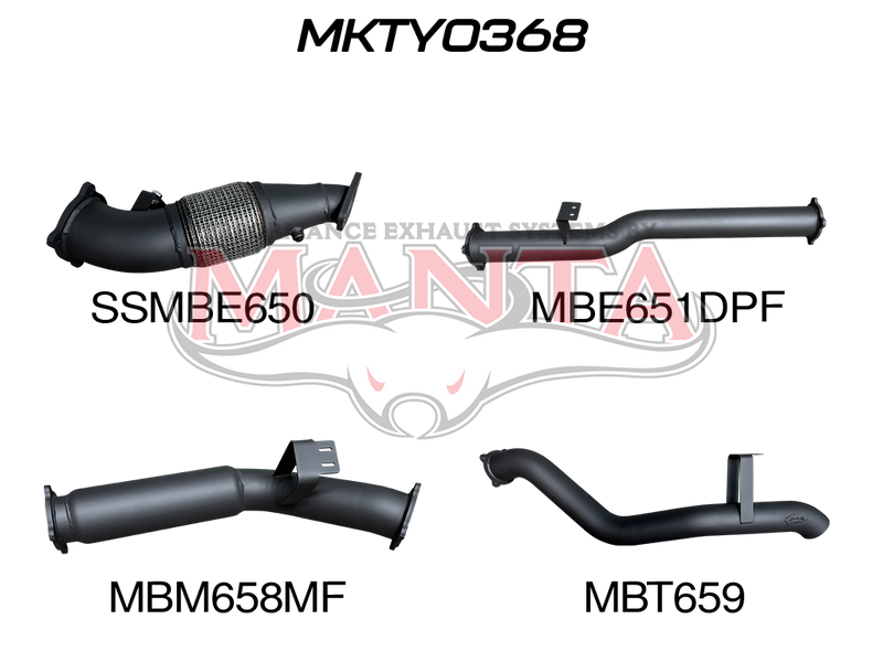 Manta Performance 4in Turbo Back without Cat & with Muffler (Landcruiser VDJ76 4.5L V8 (DPF) Wagon) — fits Toyota L...