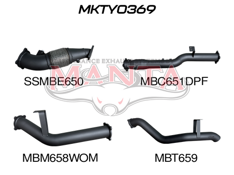 Manta Performance 4in Turbo Back with Cat & without Muffler (Landcruiser VDJ76 4.5L V8 (DPF) Wagon) — fits Toyota L...