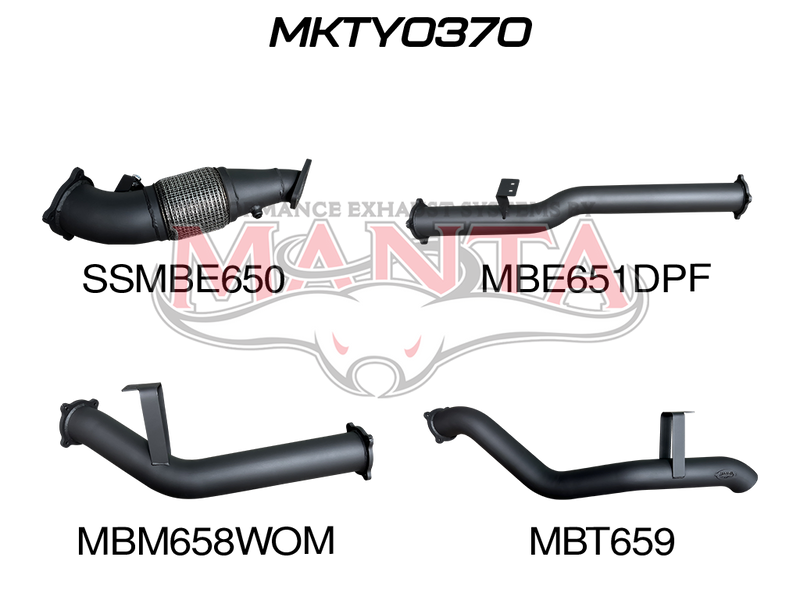 Manta Performance 4in Turbo Back without Cat & without Muffler (Landcruiser VDJ76 4.5L V8 (DPF) Wagon) — fits Toyot...