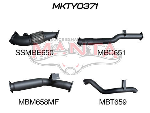 Manta Performance 4in Turbo Back with Cat & Muffler (VDJ76 4.5L V8 Wagon (Without DPF)) — fits Toyota Landcruiser 7...