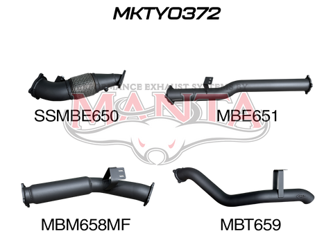Manta Performance 4in Turbo Back without Cat & with Muffler (VDJ76 4.5L V8 Wagon (Without DPF)) — fits Toyota Landc...