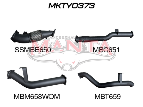 Manta Performance 4in Turbo Back with Cat & without Muffler (Landcruiser VDJ76 4.5L V8 Wagon (Without DPF)) — fits...
