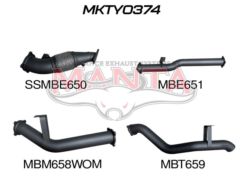 Manta Performance 4in Turbo Back without Cat & without Muffler (VDJ76 4.5L V8 Wagon (Without DPF)) — fits Toyota La...