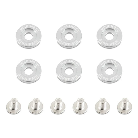 Mishimoto M6 X 1.0 Fender Washer and Bolt Kit, 20mm OD, 6 pcs - Silver