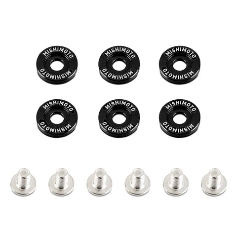 Mishimoto M6 X 1.0 Fender Washer and Bolt Kit, 16.7mm OD, 6 pcs - Black