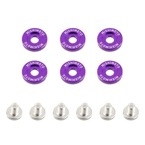 Mishimoto M6 X 1.0 Fender Washer and Bolt Kit, 16.7mm OD, 6 pcs - Purple