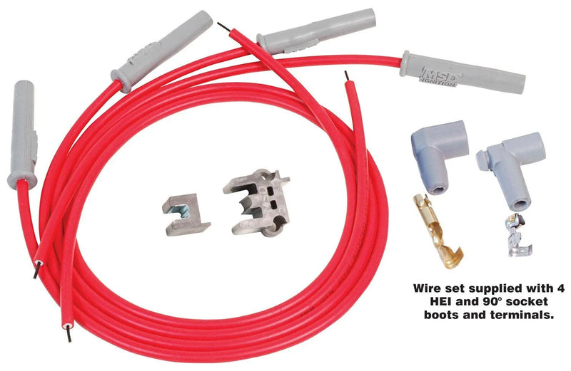 MSD Super Conductor Spark Plug Wire Set 4 Cyl Multi-Angle Plug, Socket/HEI