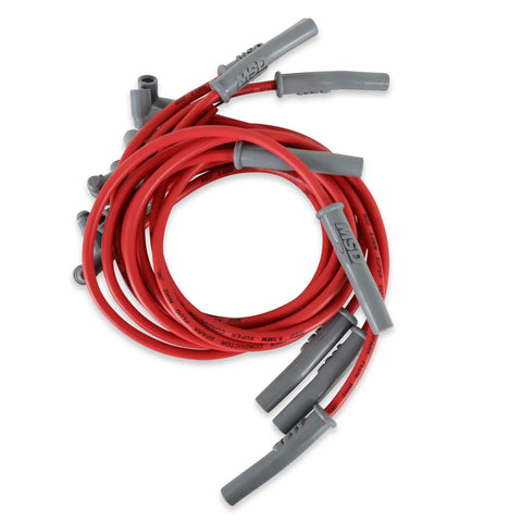 MSD Super Conductor Spark Plug Wire Set, AMC V8 Engines w/HEI Cap For use on AMC V8 engines with HEI, Red jacket