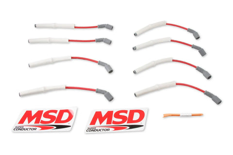 MSD Super Conductor Spark Plug Wire Set, GM 2001, Truck, 8.1L For use on GM 2001 Trucks with 8.1L engines, Red jacket