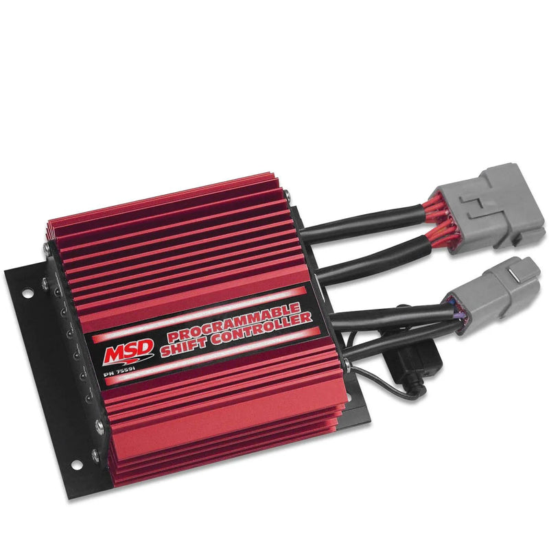 MSD Programmable Shifter Controller This Programmable Shifter Controller allows you to program different rpm points to trigger the shift solenoids.