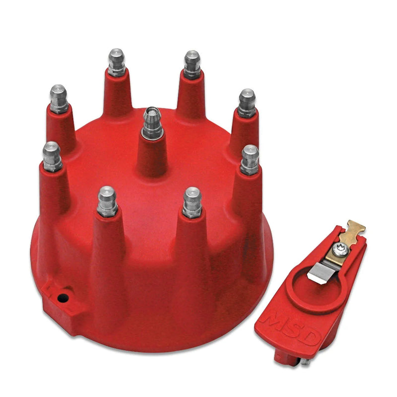 MSD Replacement Cap and Rotor for Pro Mag, Red Replacement Pro Cap Red, 3" terminal to terminal diameter