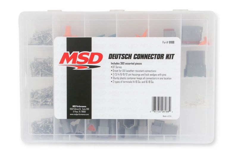 MSD Deutsch Connector Kit 360 Piece Deutsch Connector Kit comes with 2, 3, 4, 6, 8 and 12 Pole Housings and Pins w/...