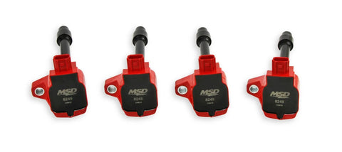 MSD Ignition Coil - Blaster Series - Honda 1.5L/2.0L/2.0L Turbo 4-cyl-Red-4-Pack — fits Honda Civic Type