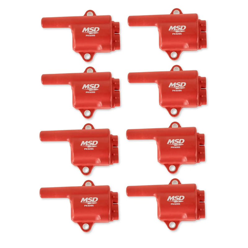MSD Ignition Coil - Pro Power Series - GM LS Truck Style - Red - 8-Pack — fits Chevrolet Suburban 2500