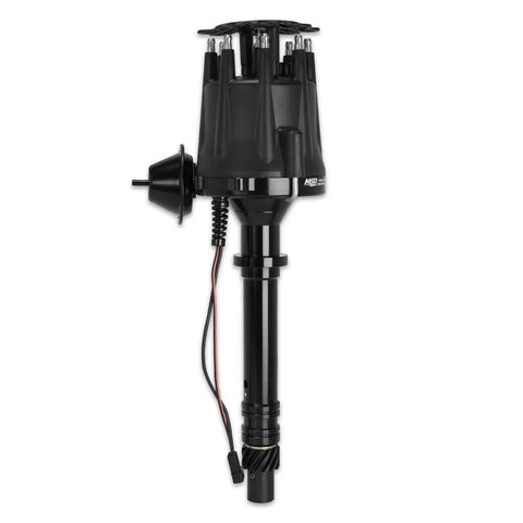 MSD Black Chevy V8 Pro-Billet Distributor with Vacuum Advance — fits Chevrolet Suburban 1500