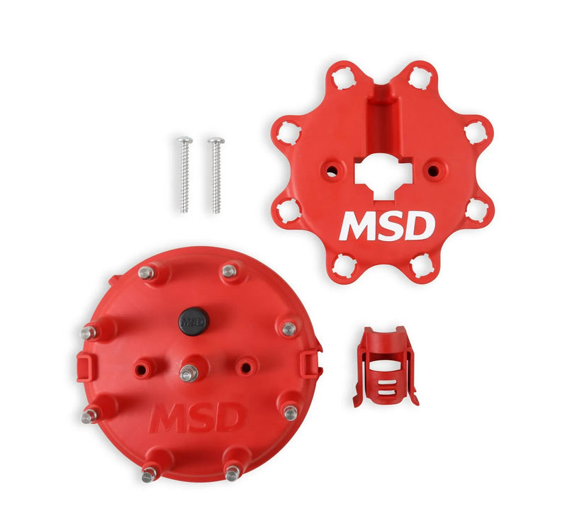 MSD Ford HEI Distributor Cap The Ford-style cap has a provision for the coil wire to be routed in separately.