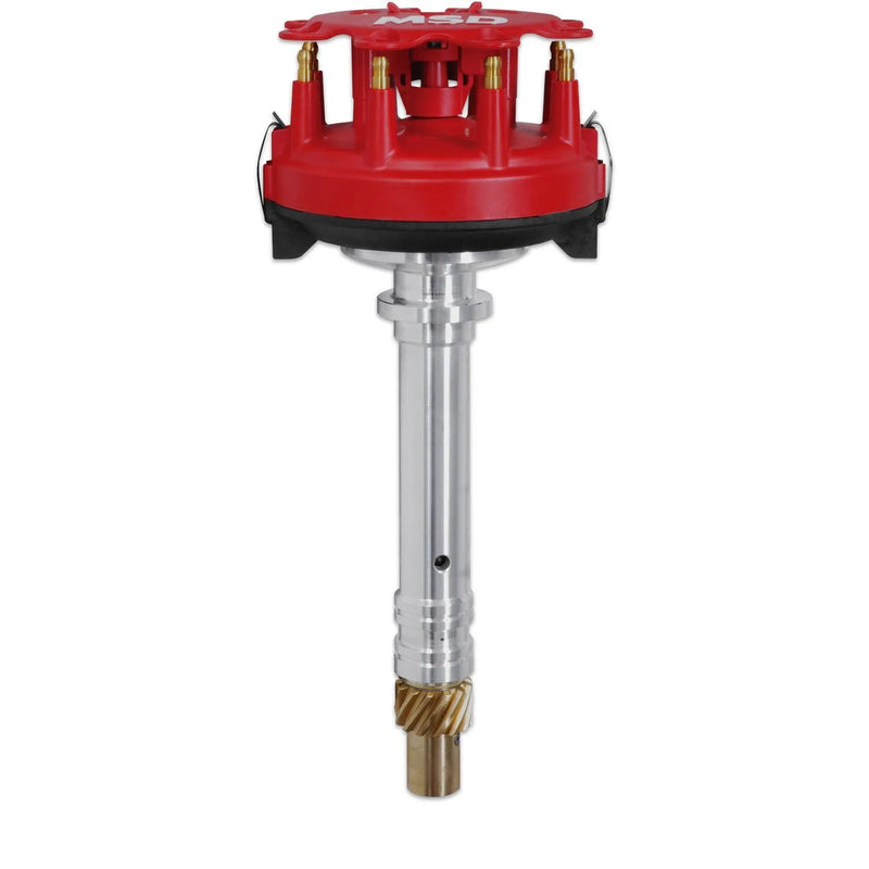 MSD Chevy V8 Crank Trigger Distributor Low-profile racing distributor, must be used with an 6, 7 or 8-series igniti...
