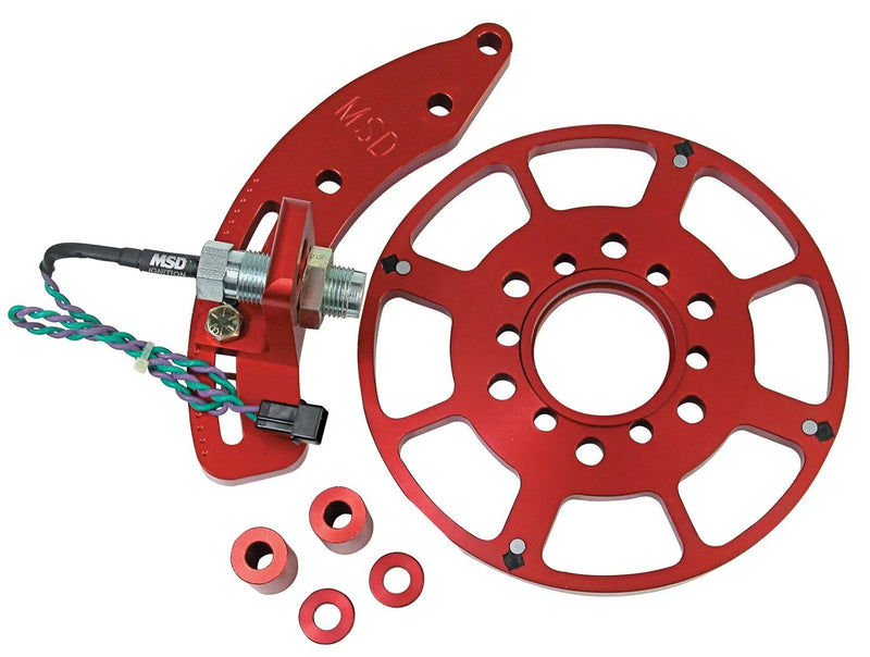 MSD Crank Trigger Wheel Kit - Flying Magnet - Pontiac V8 Crank trigger kit for use with 6/7/8-Series Ignition - Red