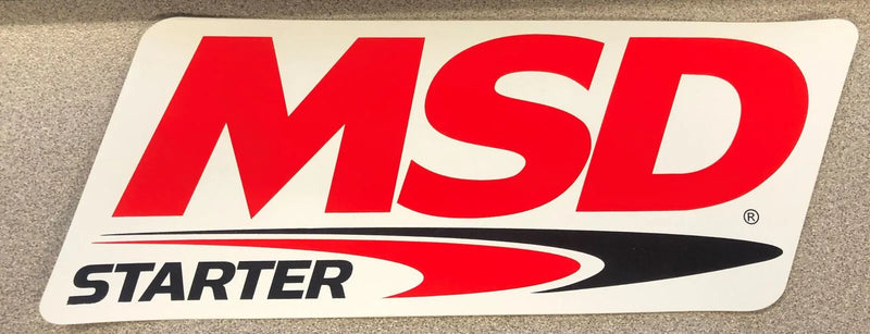 MSD Decal STARTER The STARTER Logo Decal; Red, Black & White. 9.25" wide x 3.375" high.