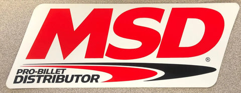MSD Decal Pro-Billet Distributor The Logo Decal; Red, Black & White. 9.25" wide x 3.375" high.