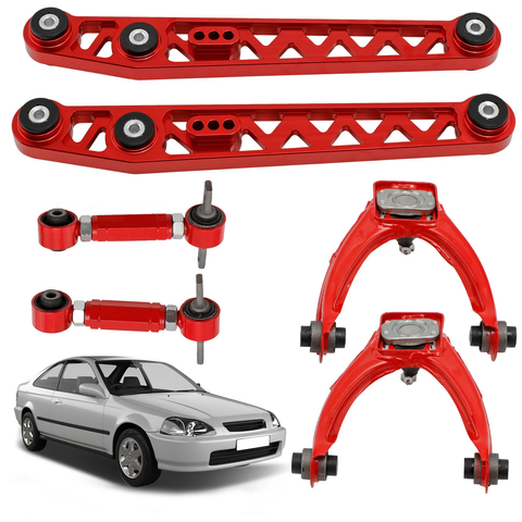 Rear Lower+Front Upper Control Arm+Rear Camber Kit For Honda Civic 1996-2000 EK
