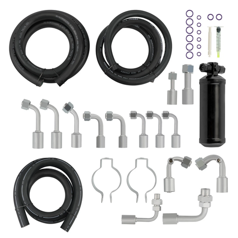 Universal 134a Air Conditioning AC Hose Line Kit w/ Fittings Drier