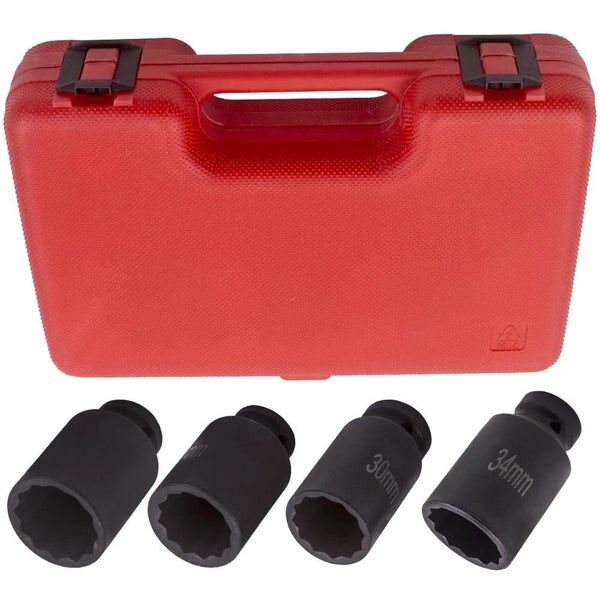 4Pcs 1/2" Wheel Axle 12 Point Deep Spindle Axle Nut Socket Set 30mm-36mm 32mm