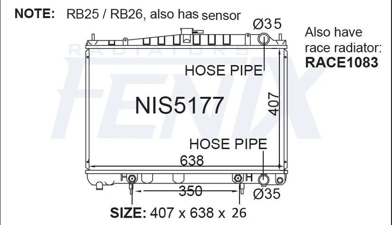 Fenix Radiators NIS5177-PA26A Radiator (Skyline R33 R34)