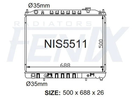 Fenix Radiators Radiator (Elgrand E51 3.5 6Cyl 08/00-08/10) — fits Nissan Elgrand