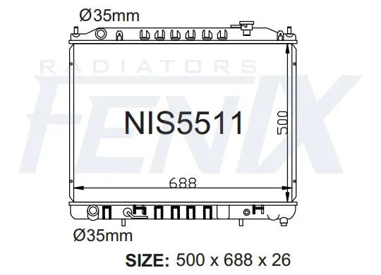 Fenix Radiators Radiator (Elgrand E51 3.5 6Cyl 08/00-08/10) — fits Nissan Elgrand