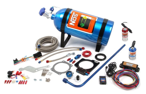 NOS Plate Wet Nitrous System - GM 2010-2015 Camaro LS3 with Electric Power Steering. Blue system includes 10lb bottle, plate, and all installation items