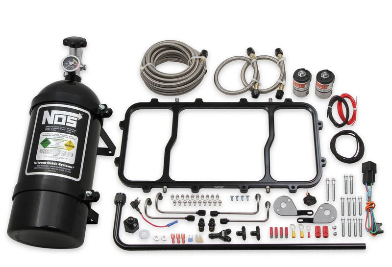 NOS Dry Nitrous Plate System for Holley LS Hi Ram Intake Manifold - Black 1-Piece Black Billet Aluminum Nitrous Pla...