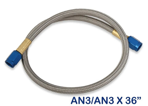 NOS Stainless Steel Braided Hose -3AN 3-foot Blue Stainless Steel Braided Hoses