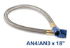NOS Stainless Steel Braided Hose -4AN to -3AN 18" Blue Stainless Steel Braided Hoses