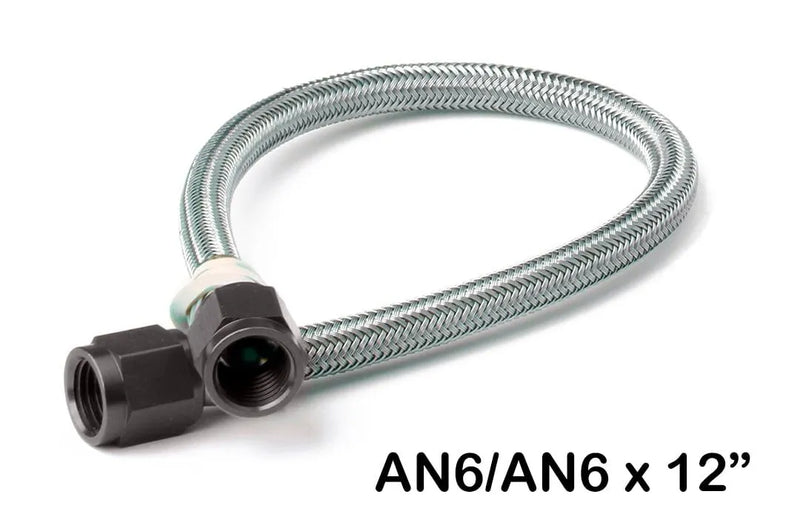 NOS Stainless Steel Braided Hose with Black Fittings -6AN, 1-Foot Length -6AN, 1-Foot Length