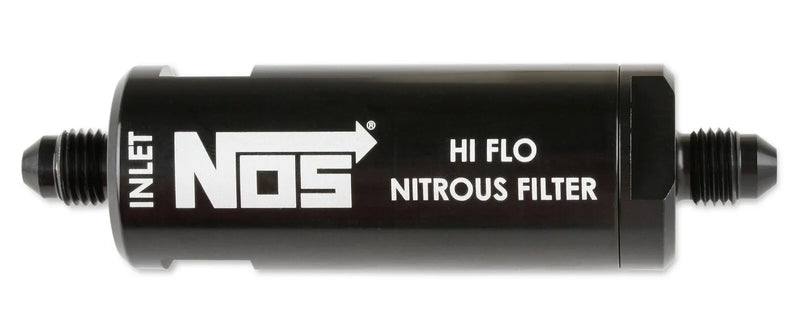 NOS In-Line Hi-Flow Nitrous Filter, 4AN - Black High pressure nitrous filter, -4AN x -4AN in-line billet aluminum 1...