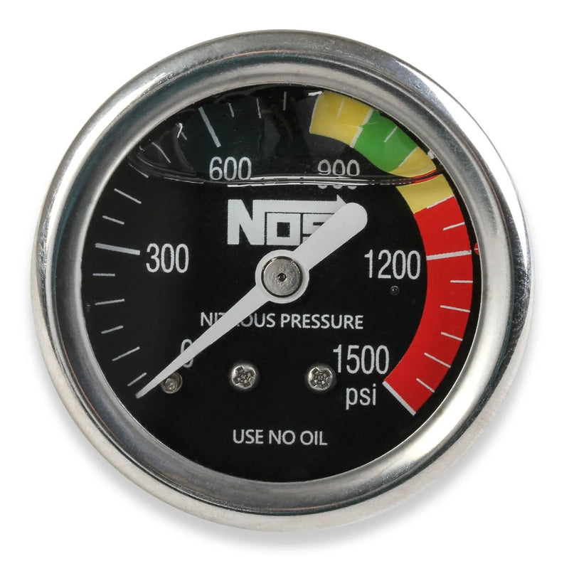 NOS Nitrous Gauge Nitrous Gauge, Black, 1-1/2", Liquid Filled