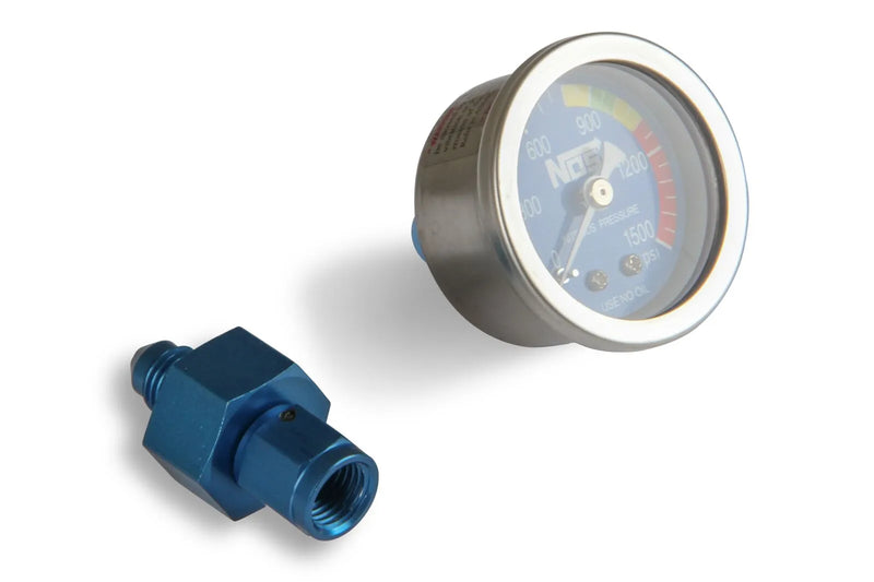 NOS Nitrous Gauge w/ Adapter Nitrous Gauge, Blue, 1-1/2", w/ -4AN adapter