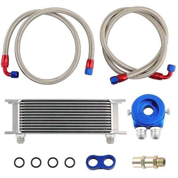 Universal Aluminum 10AN 13-Row Oil Cooler & Relocation Kit w/ Filter Adapter