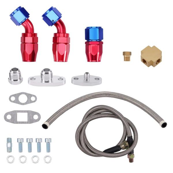 T3 T4 T70 T66 T04E Turbo Turbochager Oil Feed + Return Drain Line Hose Kit M