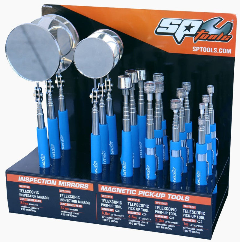 SP Tools Inspection Mirror & Pickup Tool Set & Display