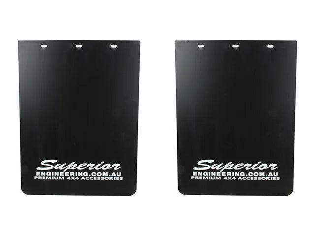 Superior Engineering Premium Mudflaps Extra Large 420mm x 350mm - White Logo (Pair)