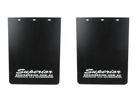 Superior Engineering Premium Mudflaps Extra Extra Large 640mm x 320mm - White Logo (Pair)